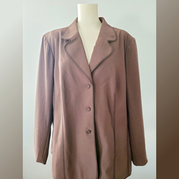Susan Graver Brown Knit Blazer 2X - Picture 1 of 5